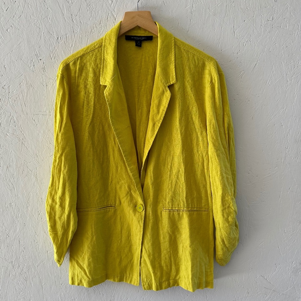Marc New York Andrew Marc Linen Blend Mustard Blazer Medium